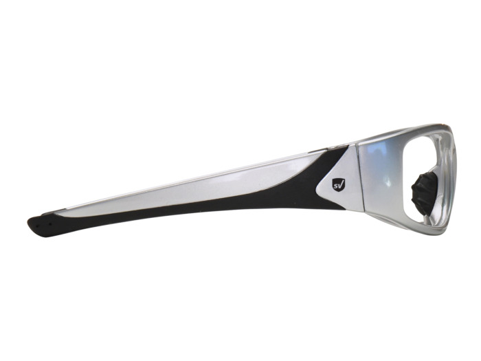 SafeVision STREAK ANSI rated prescription safety glasses in Silver, right side view
