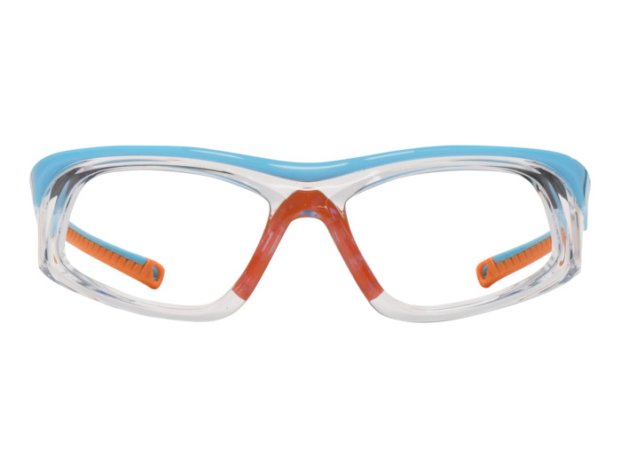 SafeVision SV26 ANSI rated prescription safety glasses in Turquoise Orange, front view