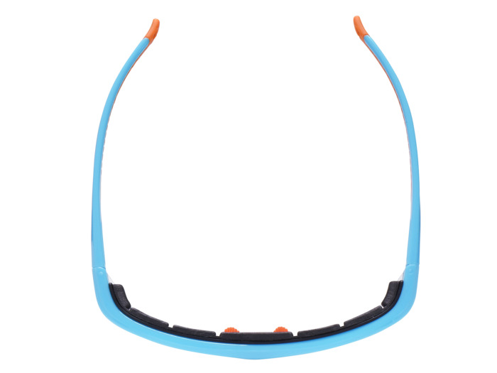 SafeVision SV26 ANSI rated prescription safety glasses in Turquoise Orange, top view