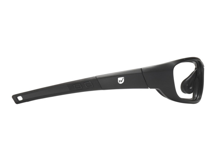 SafeVision SVNY ANSI rated prescription safety glasses in Matte Black, right side view