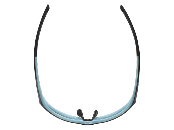 SafeVision SVNY ANSI rated prescription safety glasses in Shiny Black Blue, top view