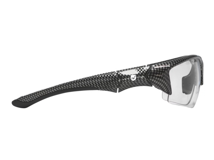 SafeVision SVSR-5 ANSI rated prescription safety glasses in Shiny Carbon, right side view