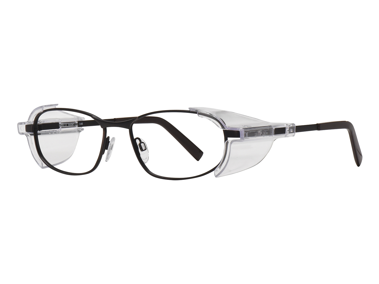 SafeVision SVSS 11 ANSI rated prescription safety glasses in Matte Brown, three-quarter view