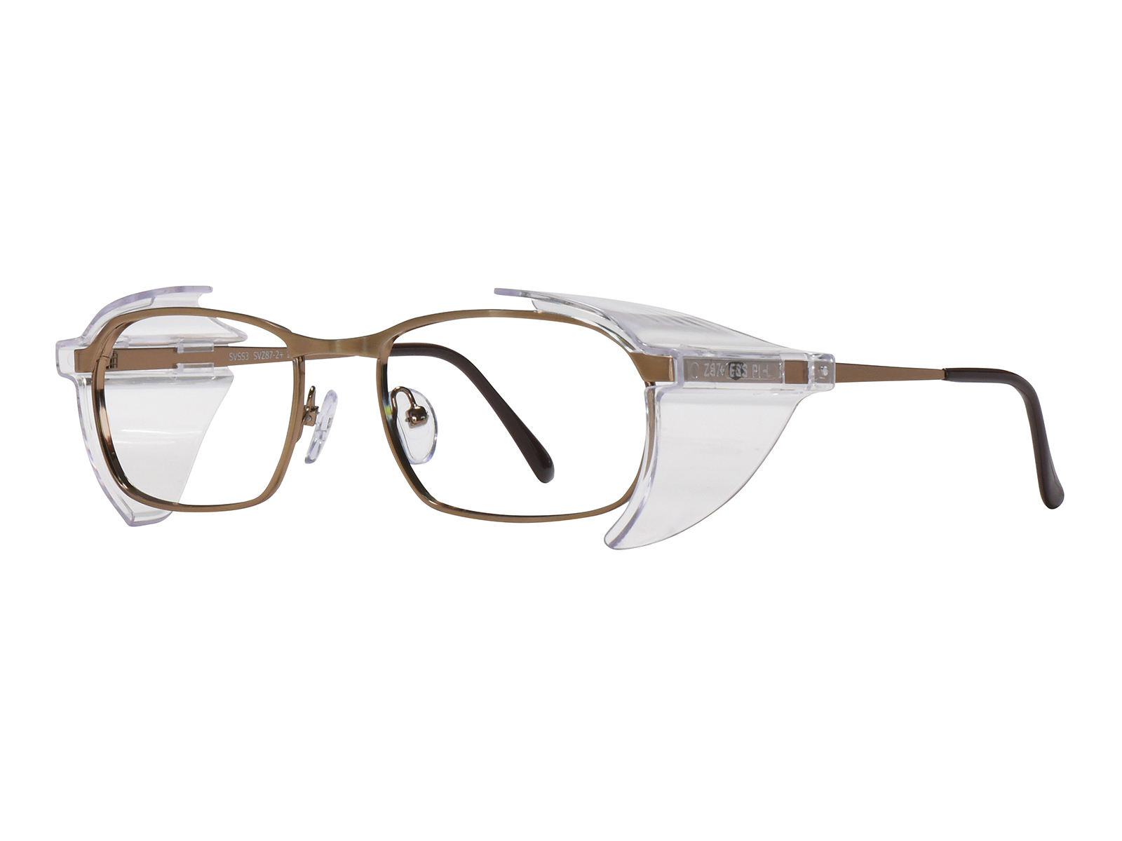 SafeVision SVSS 3 ANSI rated prescription safety glasses in Antique Bronze, three-quarter view