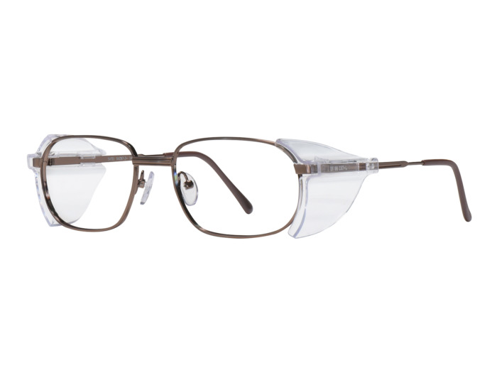 SafeVision SVTI 1 ANSI rated prescription safety glasses in Antique Bronze, three-quarter view