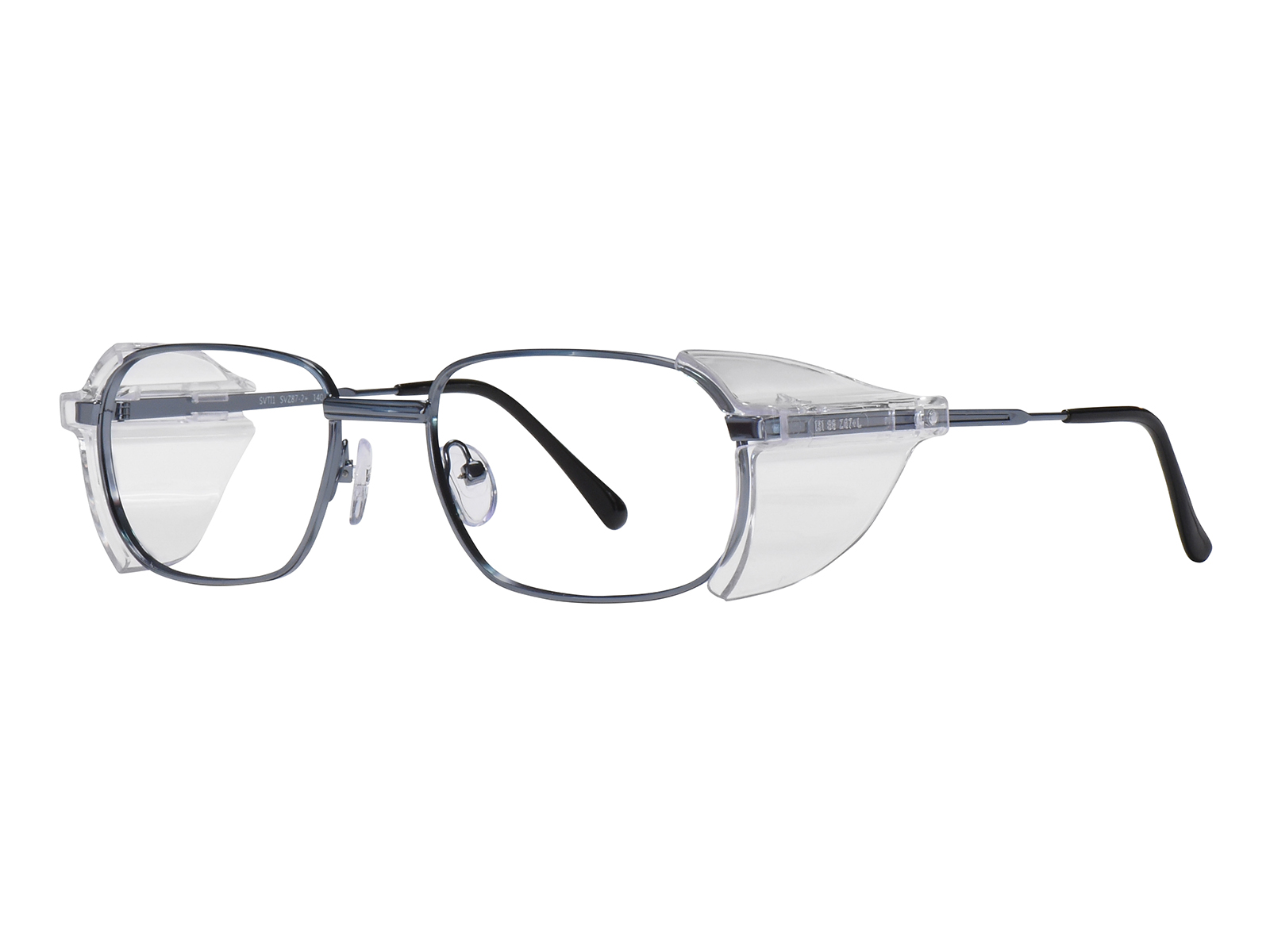 SafeVision SVTI 1 ANSI rated prescription safety glasses in Gunmetal, three-quarter view