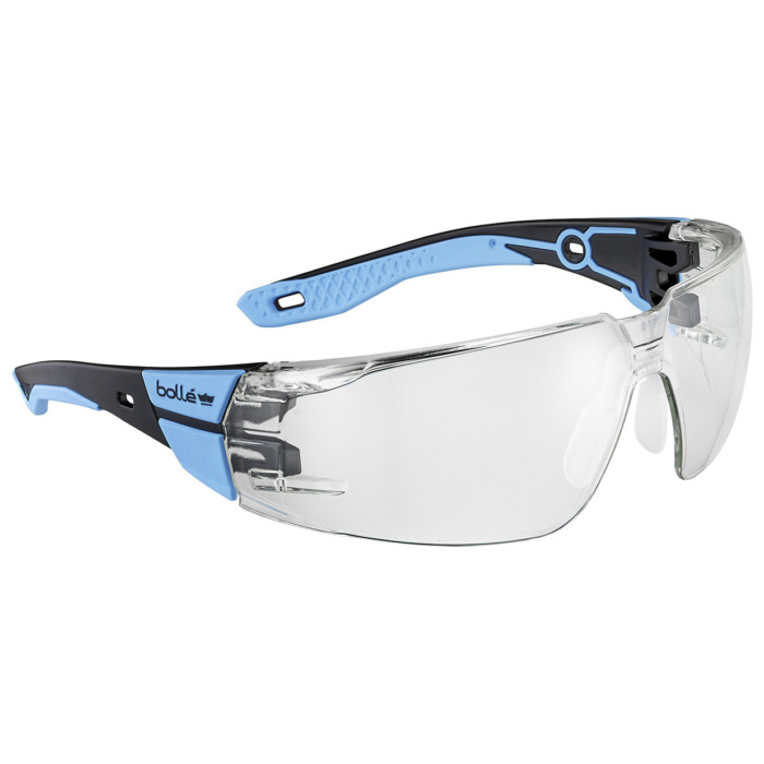 Bolle Rush+ 2.0 Safety Glasses – Black/Blue frame, Clear lens