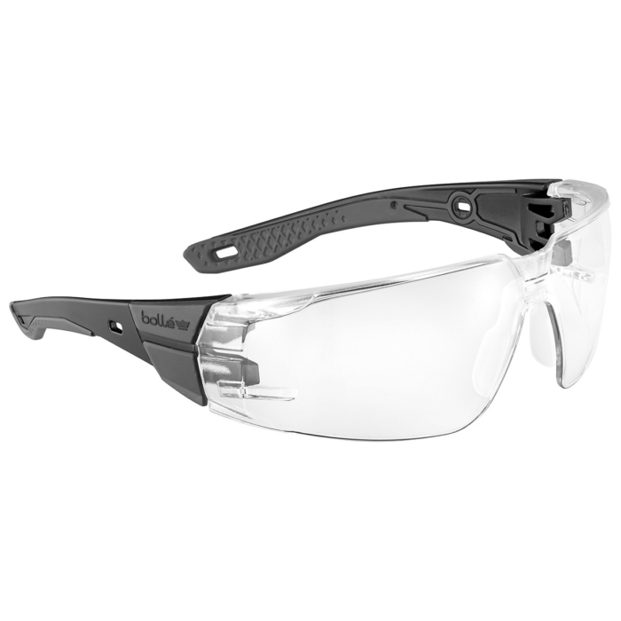 Bolle Rush+ 2.0 Safety Glasses – Black/Grey frame, HD Clear lens