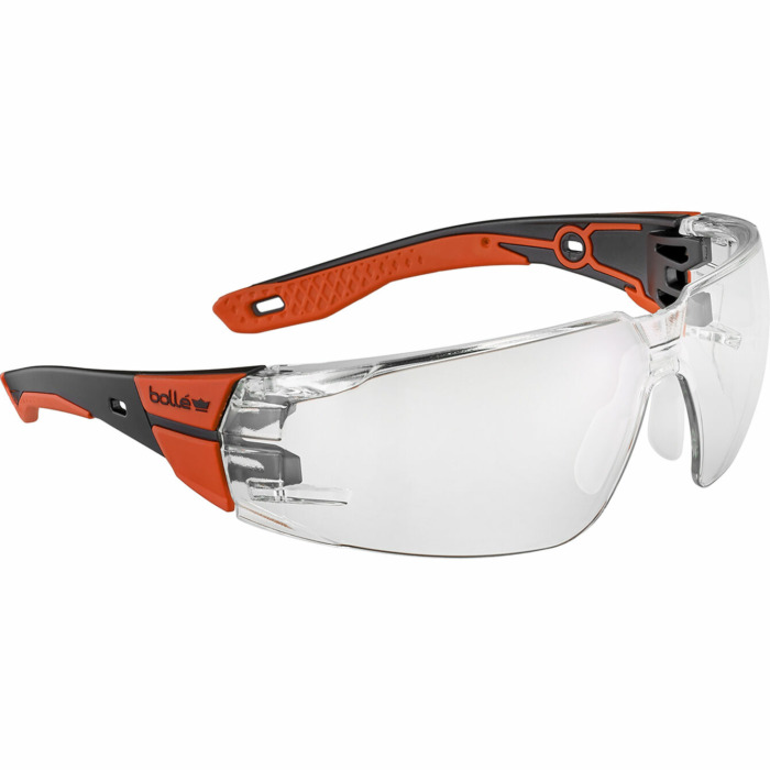 Bolle Rush+ 2.0 Safety Glasses – Black/Red frame, Clear lens