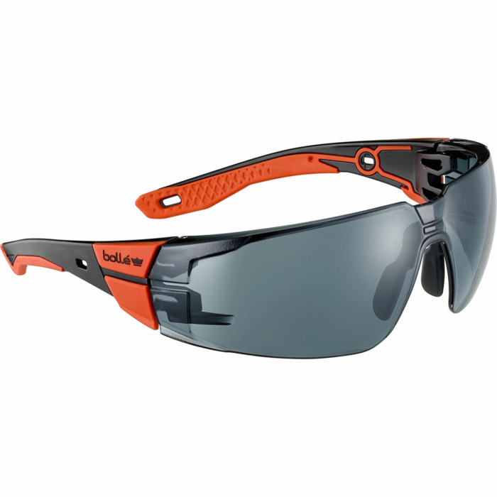 Bolle Rush+ 2.0 Safety Glasses – Black/Red frame, Smoke lens